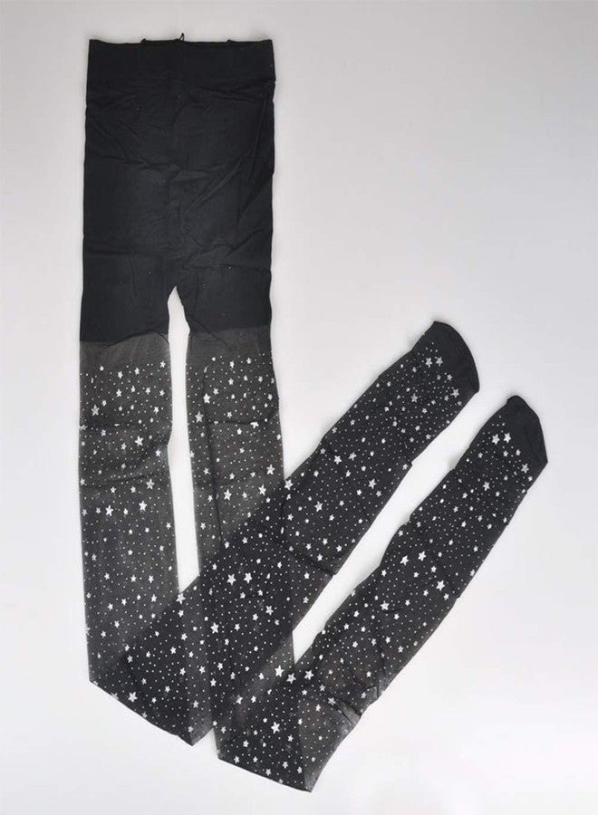 ANNULOYA Women Tights Bling Bling Star High Waist Panty Hose Sparkle Black Ultra Stockings (Black) - Image 4